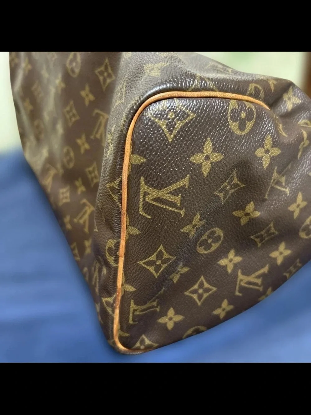 Louis Vuitton Brown Monogram Canvas Satchel with Tan Leather Handles